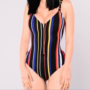 Fashion Nova Kalea Striped Bodysuit